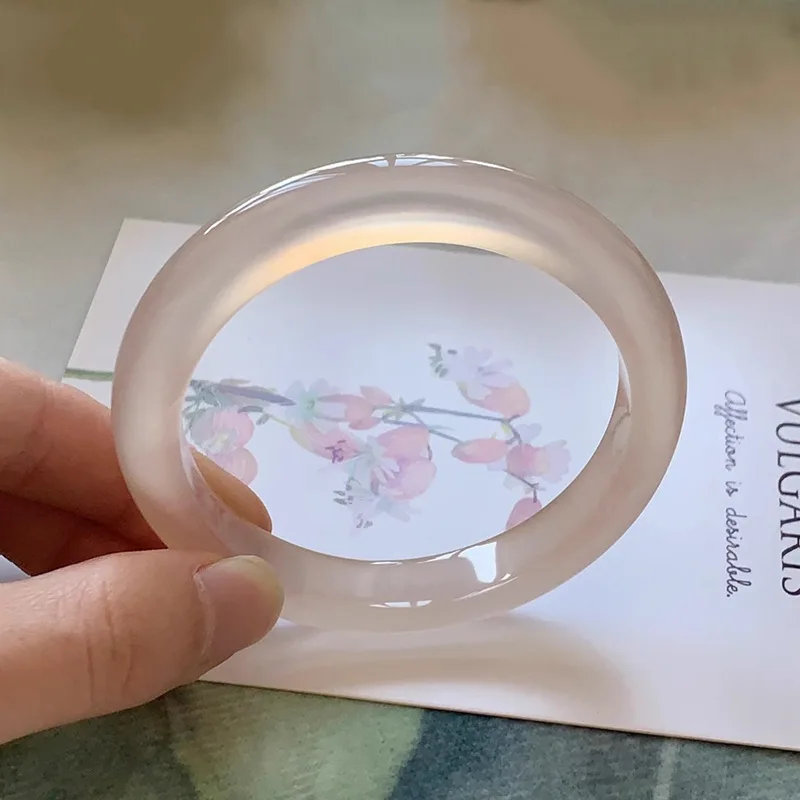 

Natural Afghan jade bracelet lotus root pink girl flat strip jade