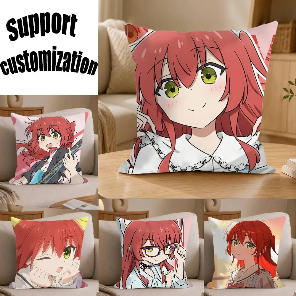 

Red-hair Ikuyo Kita Square Sofa Pillow Cover Solid Color Living Room Home Decor Cushion Case