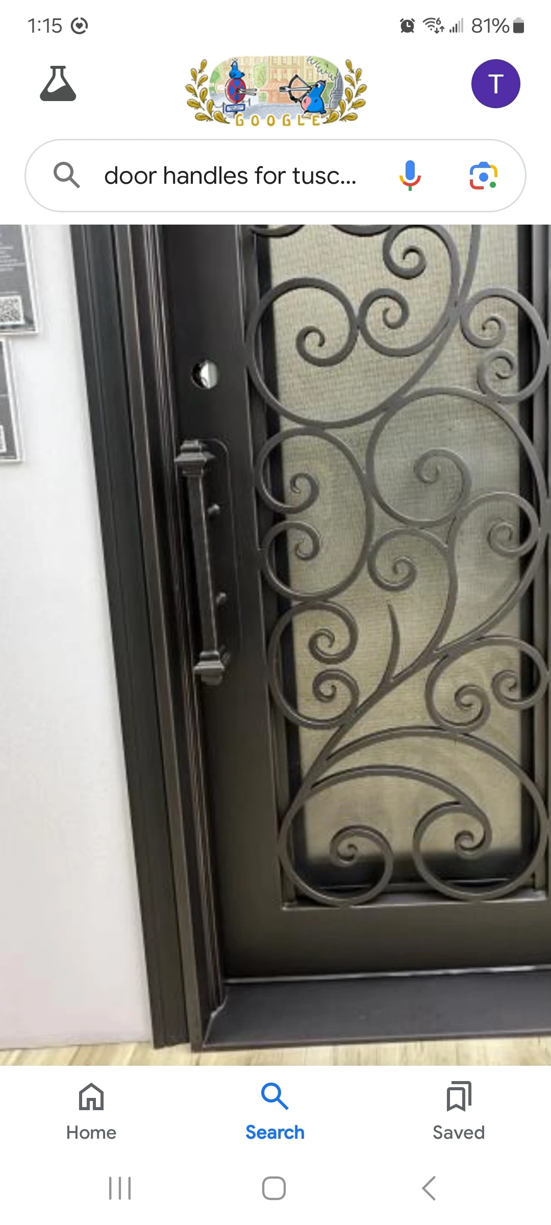 Custom Iron Grill Design Handy Made Wrought Iron Door with Handles