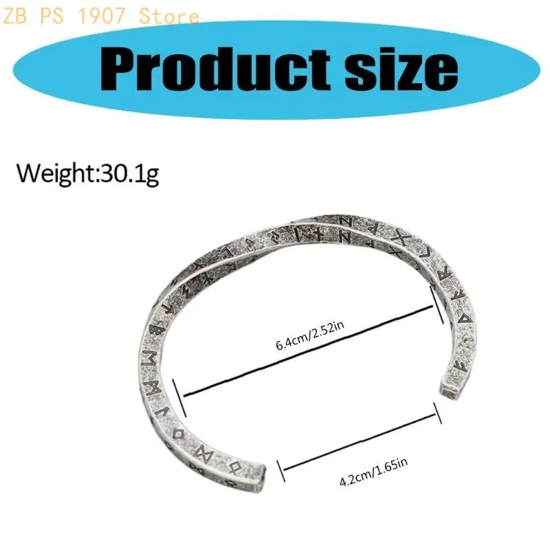 Nordic Twist Cuff Bracelet for Men Scandinavian Cuff Bracelet Stylish Stainless Steel Bangle Accessory 55KA