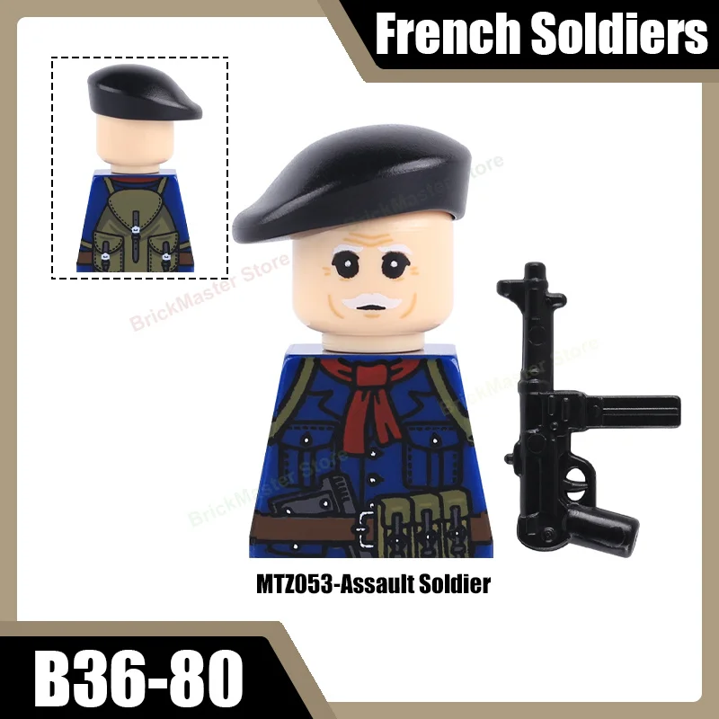 Militär Armee Französischer Gewehrschütze Offizier Sturmtruppen Figur Bausteine Infanterie Krieger Flagge Helm Zubehör Bausteine Spielzeug