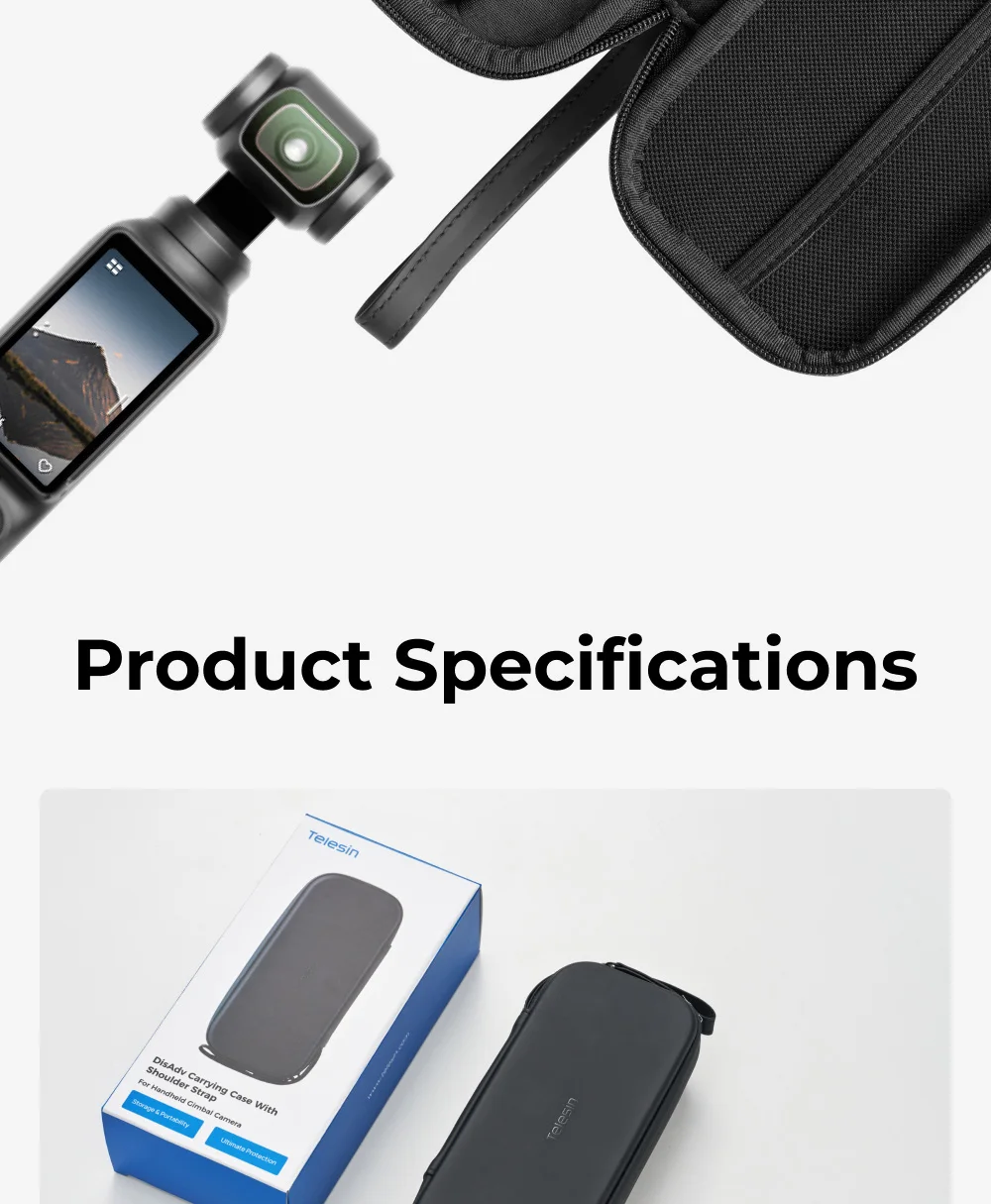 TELESIN Aufbewahrungsschutz Wasserdichte Tasche für DJI OSMO Pocket 4P Insta360 Luna Ultra Gimbal Kamera Tragetasche PU Kameratasche – Detail 11