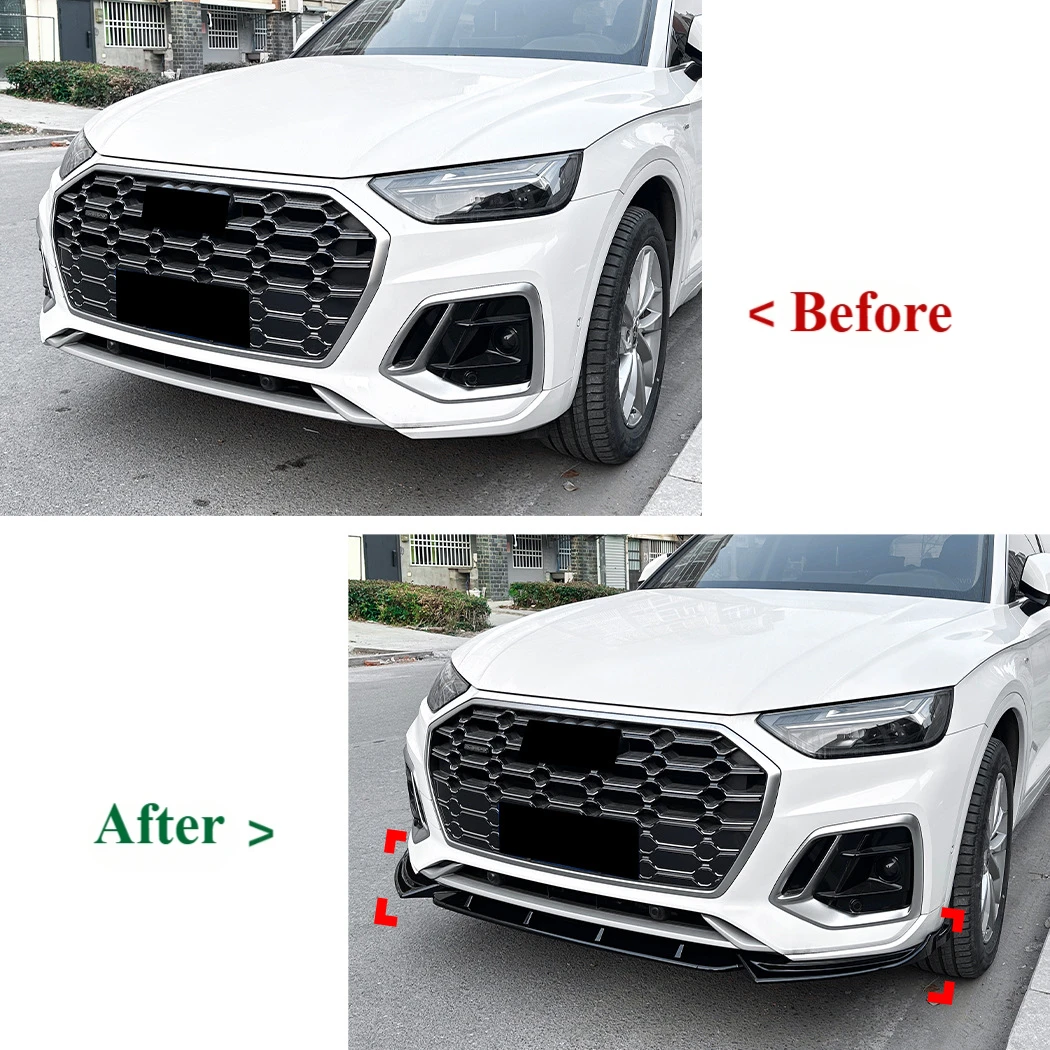 Q5 FY Przedni zderzak Spoiler samochodowy Dolny dyfuzor Splitter Body Kits Canards Trim Dla Audi Q5 FY S-line 2020 2021 2022 2023 2024 — zdjęcie 3