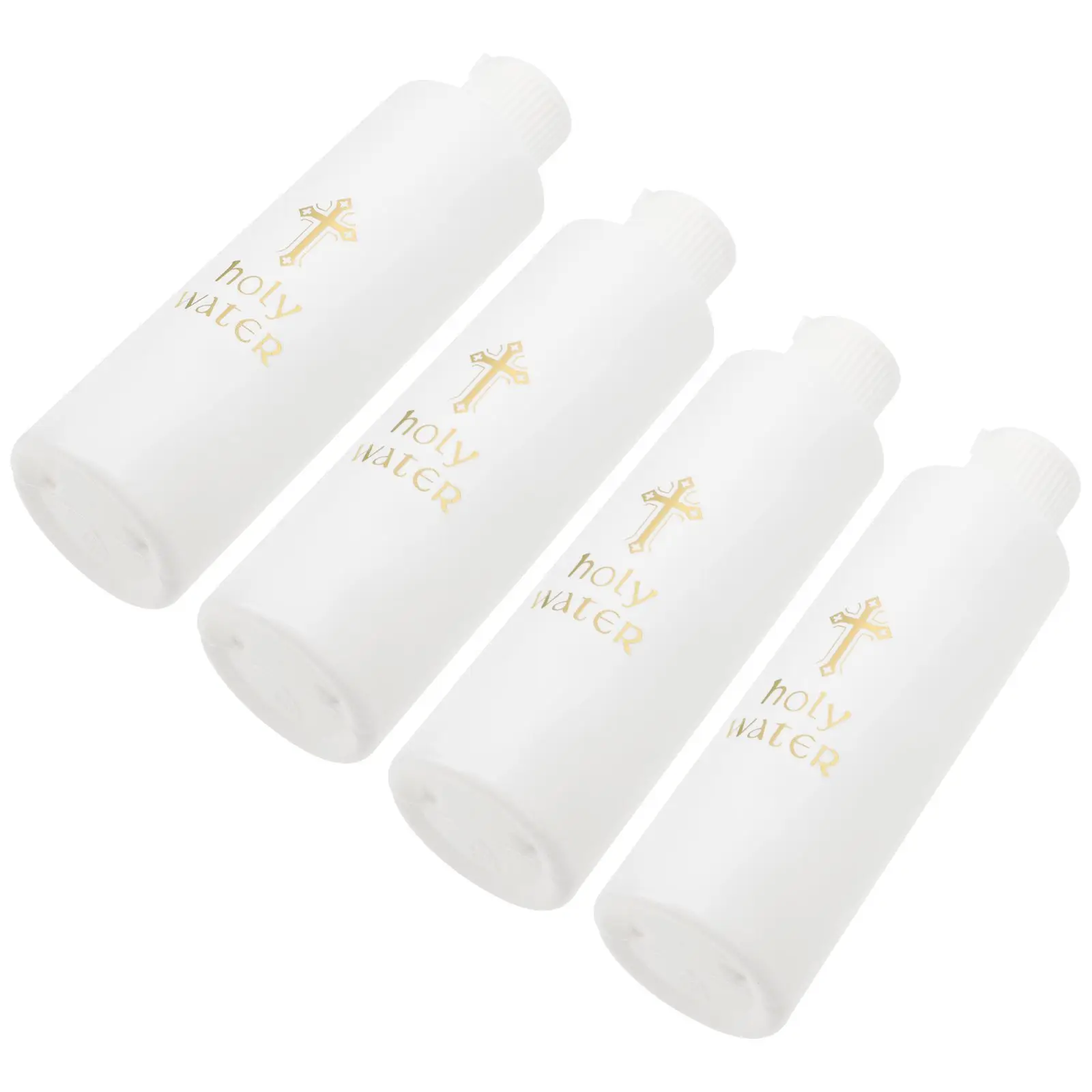 

4 Pcs 250ML Holy Water Bottle Christian Baptism Favors Portable Empty Containers Safety Caps Luxury Gold Cross Plastic