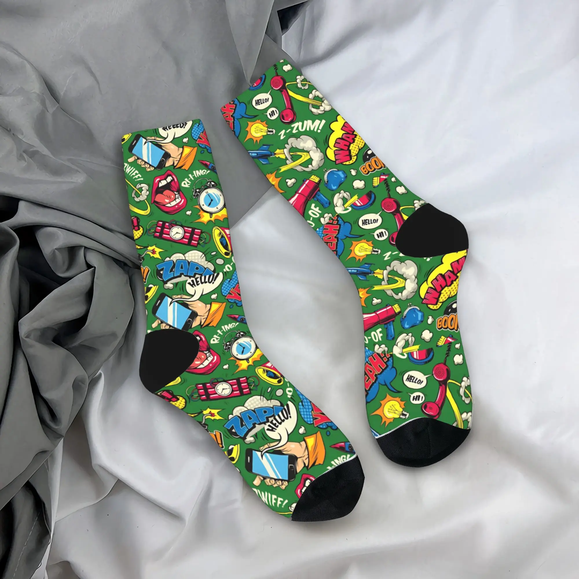 

Comic Colorful Pop Socks Men's Women's Graffiti Fashion Socks Harajuku Spring Summer Autumn Winter Middle Tube Socks Gift