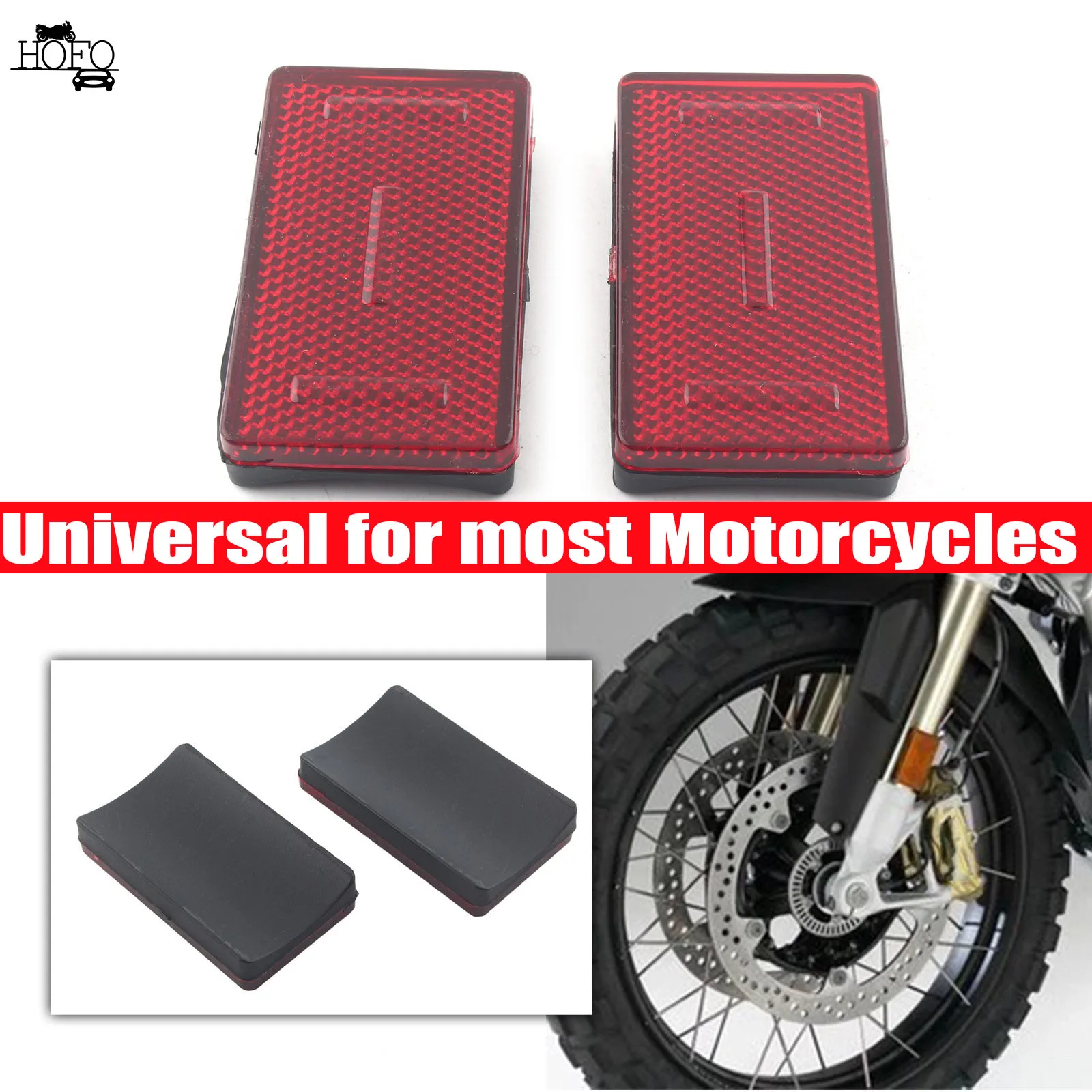 

Brand New 2Pcs Motorcycle Reflector Reflective Rectangle Safety Fork Reflector Side Kit Marker Universal