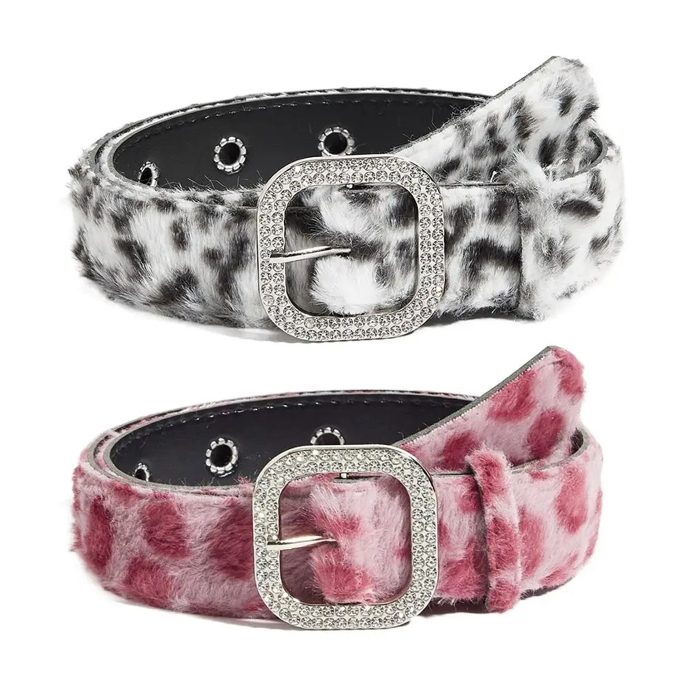 Cintura da donna rosa moda stampa leopardata fibbia ad ardiglione regolabile cinturino tendenza Y2k cintura in pelle PU accessori jeans