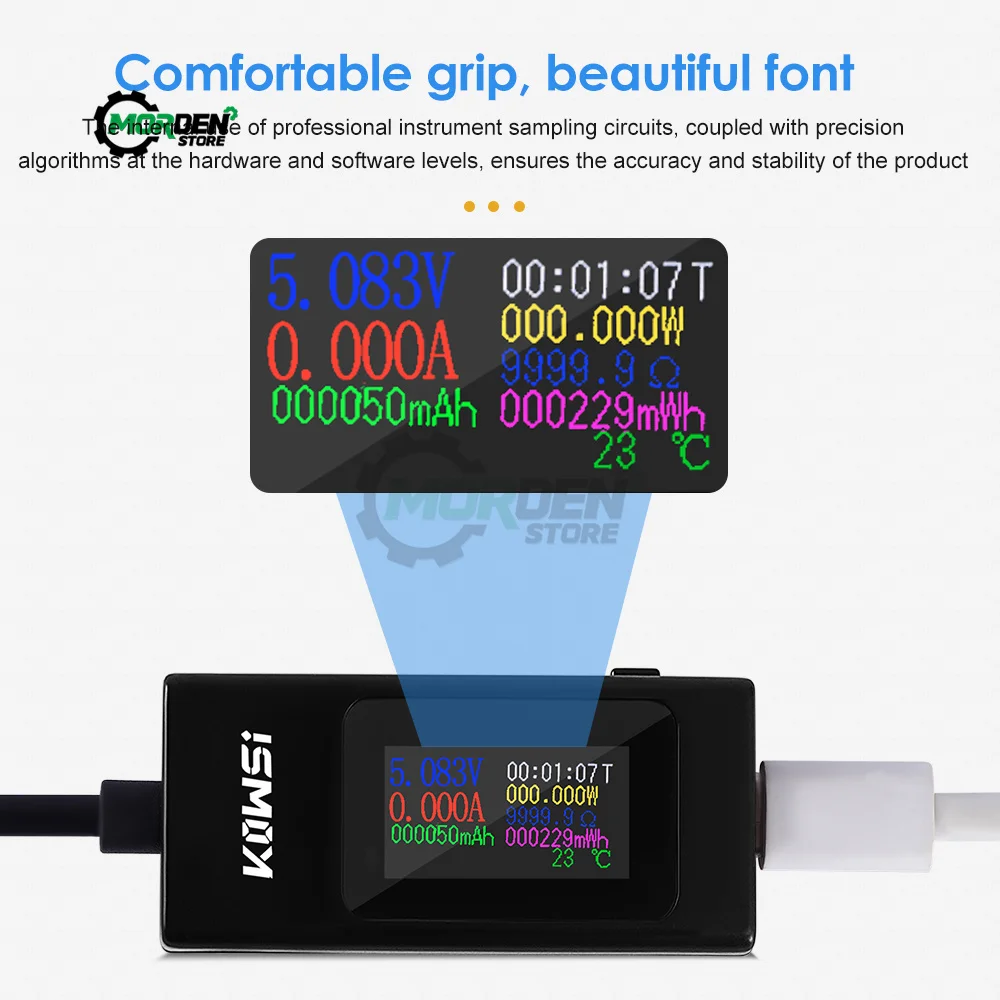 LCD colorato USB voltaggio/amp capacità di ricarica Tester Tester multimetro velocità di prova dei caricabatterie cavi capacità del telefono