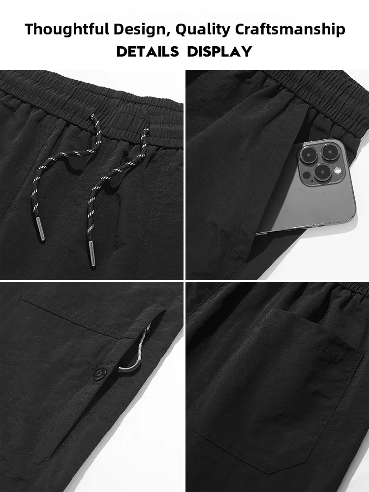 شورت عمل رجالي من الحرير الجليدي من Wassup Erika، كاجوال بطول سبع أقدام مع جيوب كبيرة، قطعة صيفية عصرية، نمط فضفاض