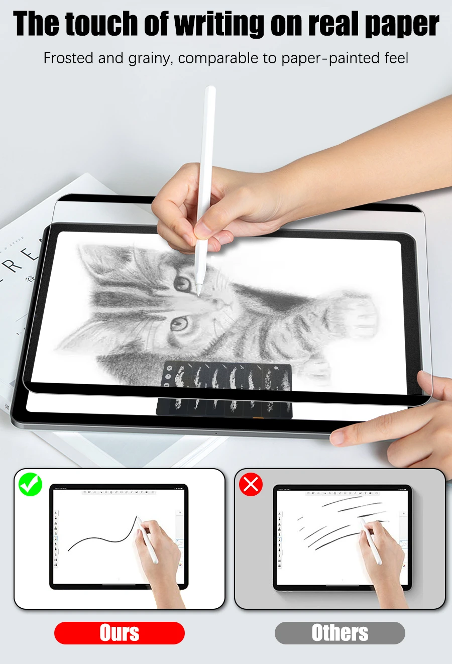 Papier magnetisch wie Displayschutzfolie für Samsung Galaxy Tab S6 Lite A9 Plus S10 S8 S9 Plus Ultra S7 Fe S10 S9 Fe A8 Film – Detail 8