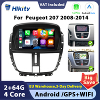 Hikity 7''Touch Screen Android 2din Carplay Car Radio For Peugeot 207 2008-2014 Bluetooth GPS Navigation FM RDS Radio Receiver