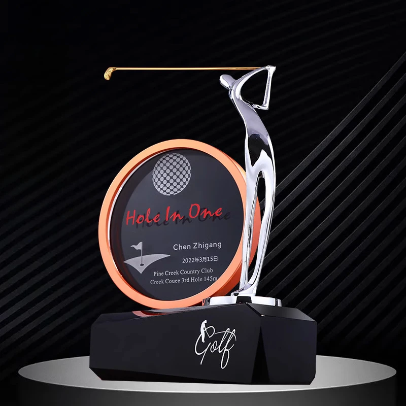 Customized High-End Golf Crystal Trophy, Souvenir, Home Decoration, Creative Metal Commemorative Rod, One Hole Award, 1Pc