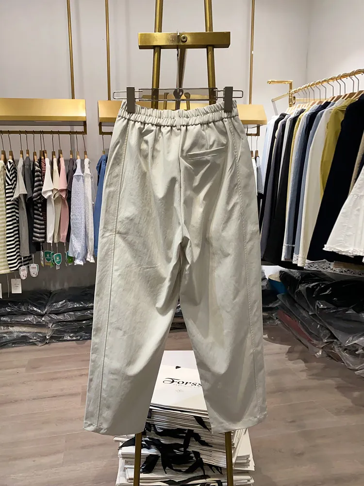 Spring Fashion Casual High-Waisted Pleated Straight Pants Solid Color Women's Casual Pants Korean Style Minimalist Versatile