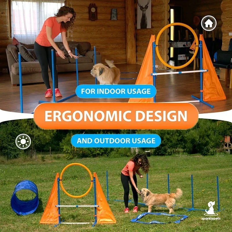 Dog Agility Training equipment set Dog training obstacle pole Dog Agility Course with Braided Pole Pause Box Tunnel