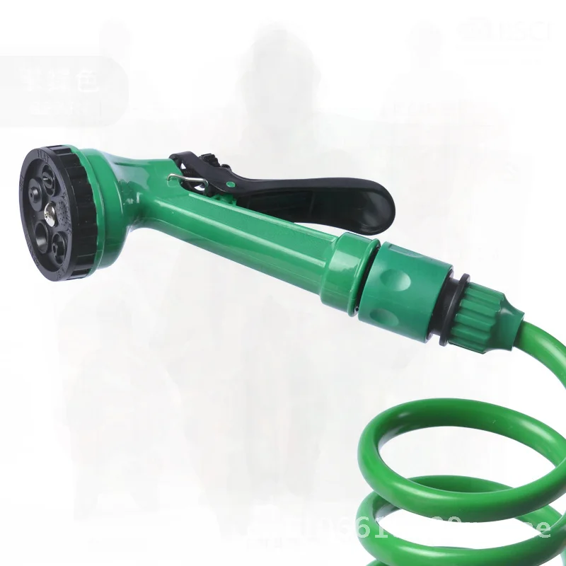 

Телескопический водяной пистолет с пружинной трубкой, оптовая продажа, бытовой садовый шланг с 5-функциональной насадкой для полива овощей, автомойки и