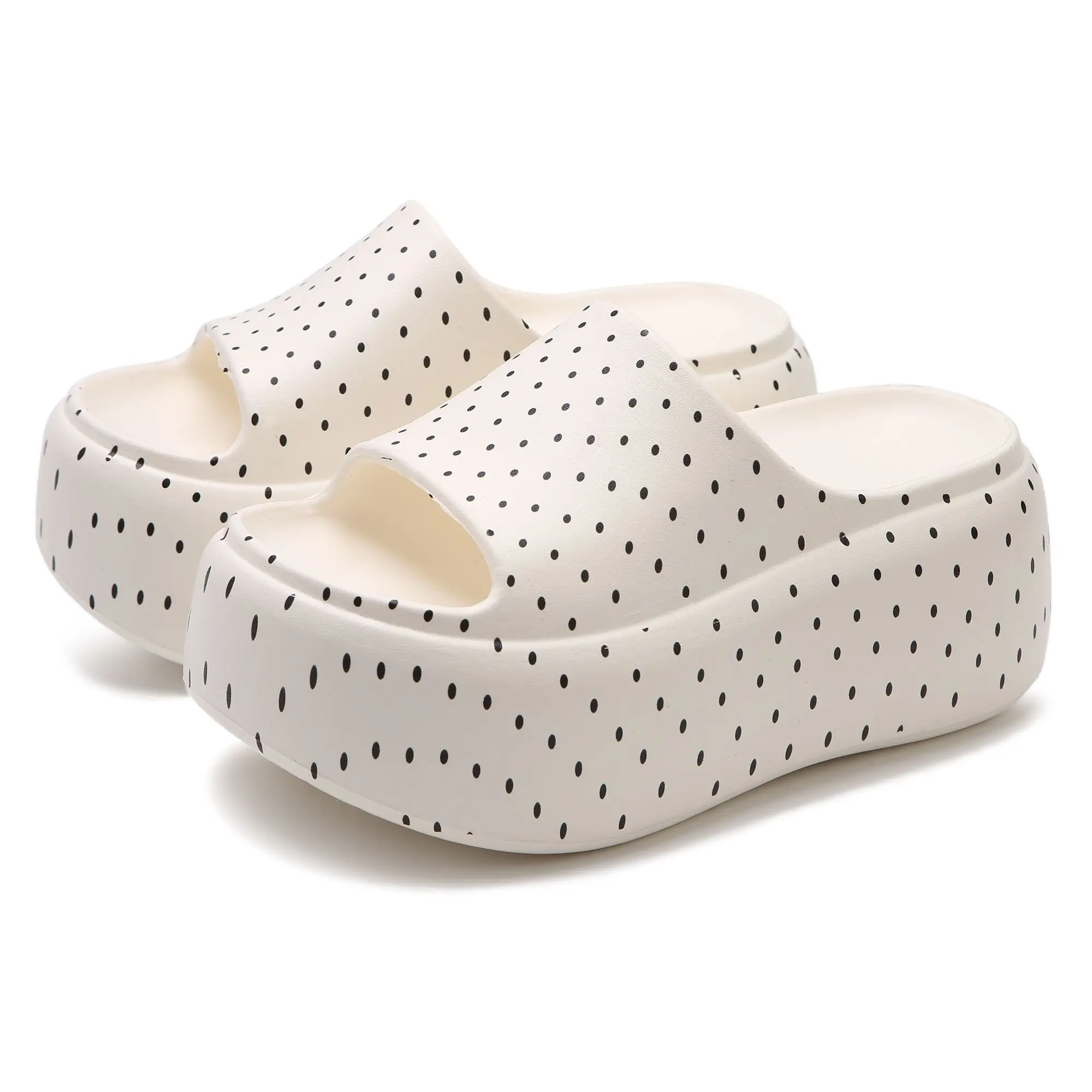 

2026 New Women's Polka Dot Platform SlidesThick Sole Non-Slip EVA Slippers Summer Fashion Open Toe Sandals Indoor Outdoor Beach