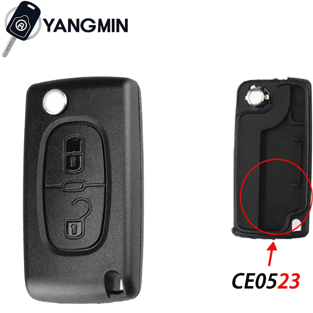 YANGMI 2 Pulsanti ce0523 Peugeot 307 chiave 433 MHz Per Citroen C1 C2 C3 Berlingo clef peugeot 207 307 ID46 CE0523 ASK FSK