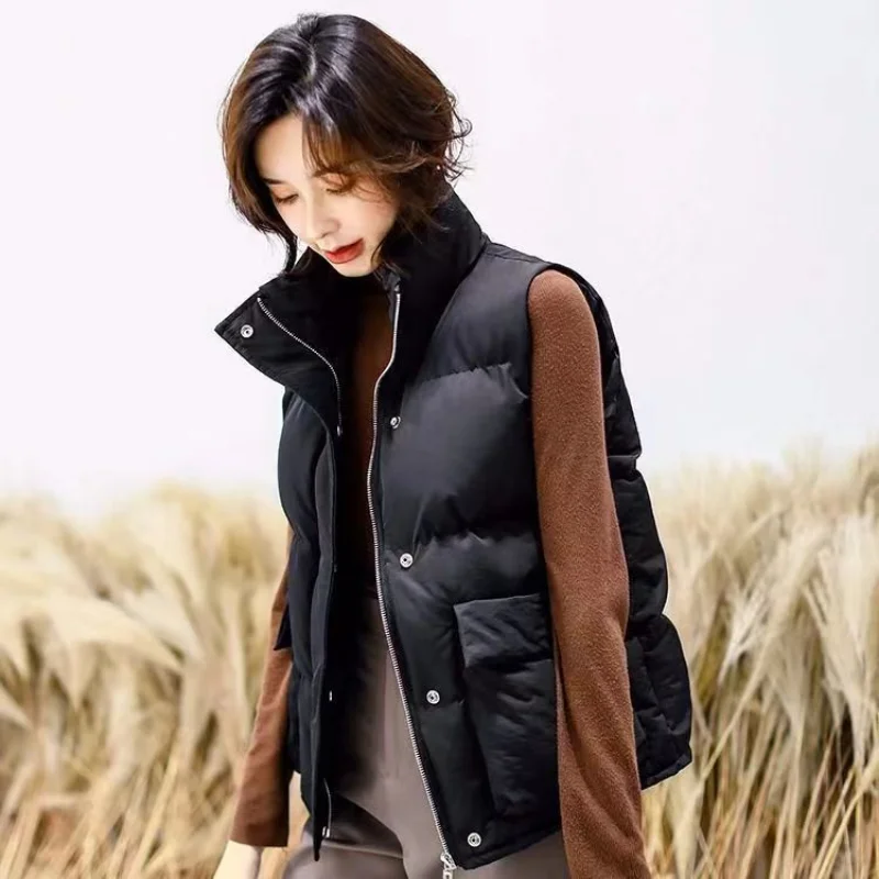 

Vests Women Pockets Design Preppy Style Winter Ladies Trendy Harajuku Hot Sale Keep Warm Solid Elegant Temper Outwear Sleeveless