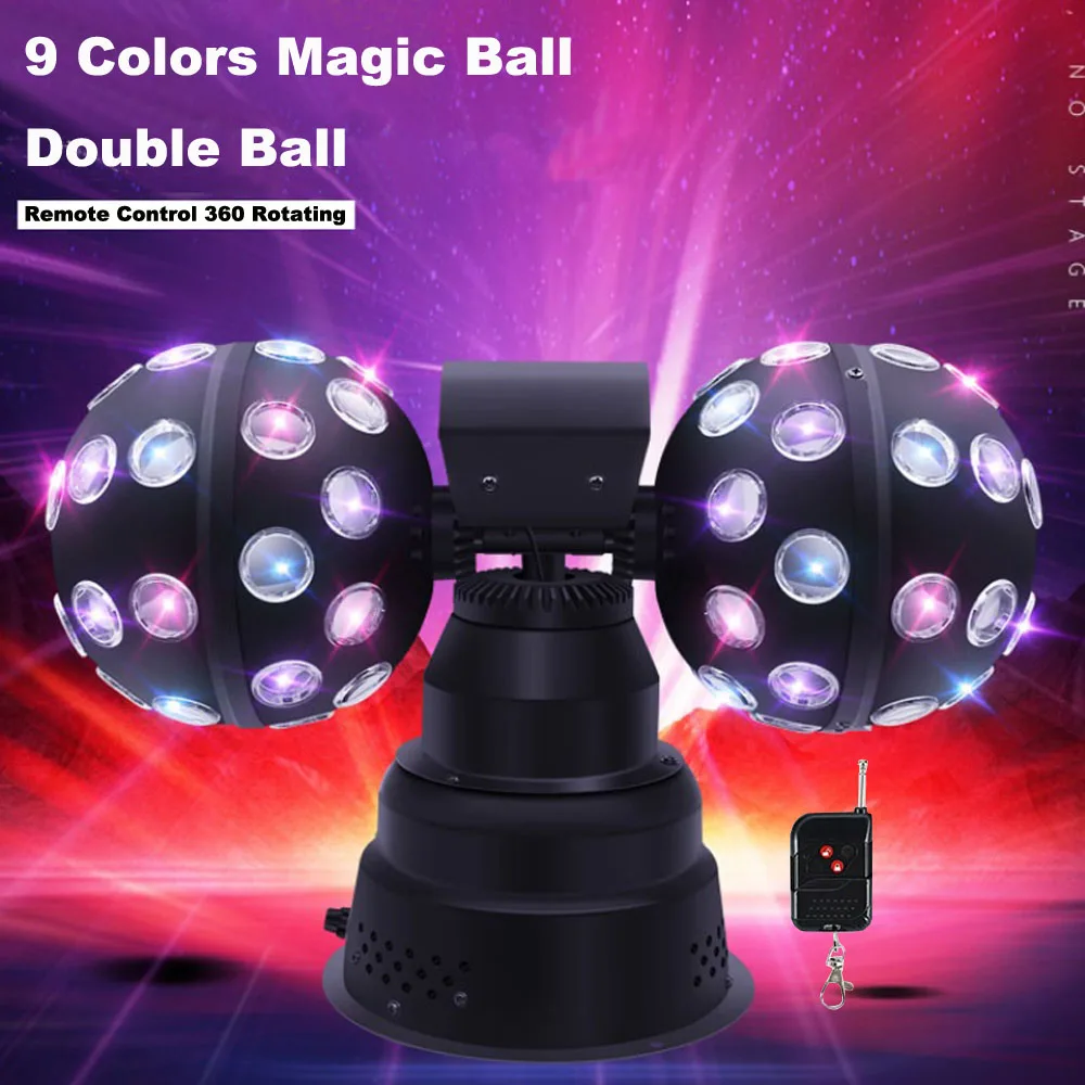 Moving Head Disco Double Ball Light Rotosphere LED Ball Beam RGBWAUV Centerpiece Light Party Rotate Strobe for Nightclub Bar DJ