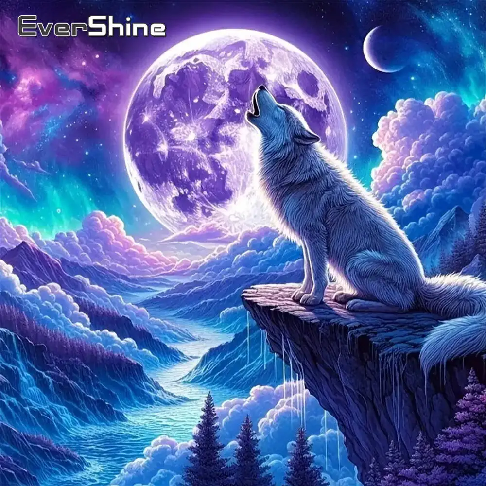 Evershine Diamant-Gemälde, Hund, Tier, Cartoon, komplett, quadratisch, rund, Diamant-Mosaik, Badezimmer, DIY-Bastelset, Heimdekoration