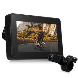 Handlebar Bike Mirror, 1080P Rechargeable Bicycle Rear View Camera with 4.3'' Monitor Night Vision 150° Wide Angle View