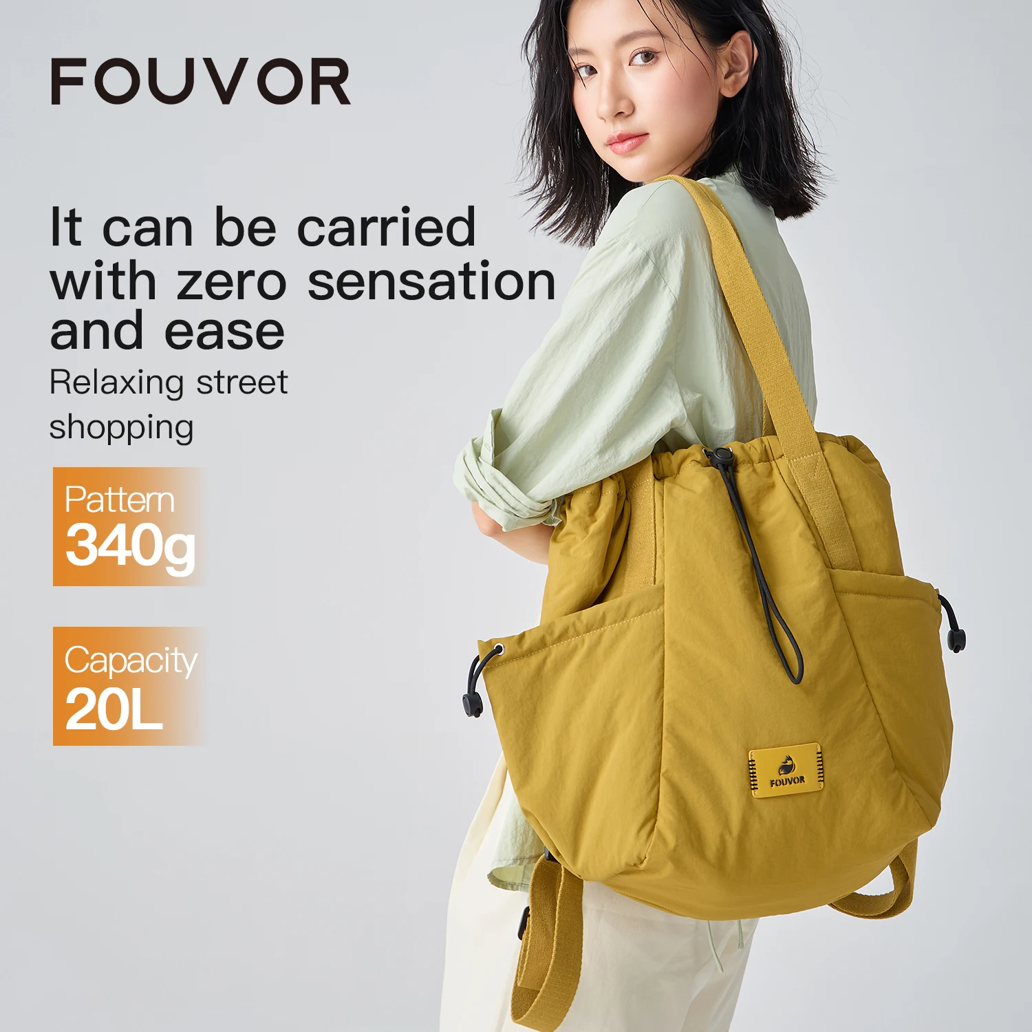 

Fouvor Women's Bag Large Lightweight Backpack Travel Sports Drawstring Shoulder Bag Casual Waterproof Multi-purpose Bag 3072-02