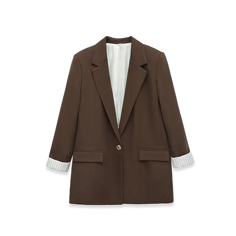 NLZGMSJ 2026 Spring Thin Women Loose Blazer Roll-Up Long Sleeve Open Front Office Suit Jacket Female Coat OL Y2K