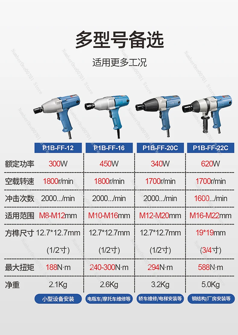 220V Electric Wrench P1B-FF-12/16/20/22 Auto Repair Wind Gun Dongcheng Plug-in Board Tool