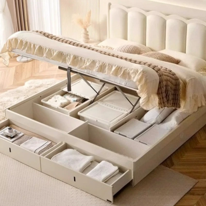 150x200 180x200 سم الحديثة الفرنسية كريم الرياح إطار سرير سرير مزدوج 2 شخص قواعد وإطارات سرير كوين أثاث غرفة نوم #3