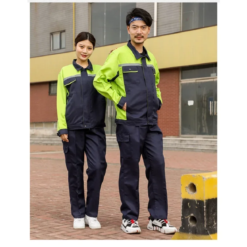 Work Clothing for Men Women Contrast Color Reflective Stripe Safety Worker Coveralls Factory Workshop Uniforms Durable Suit