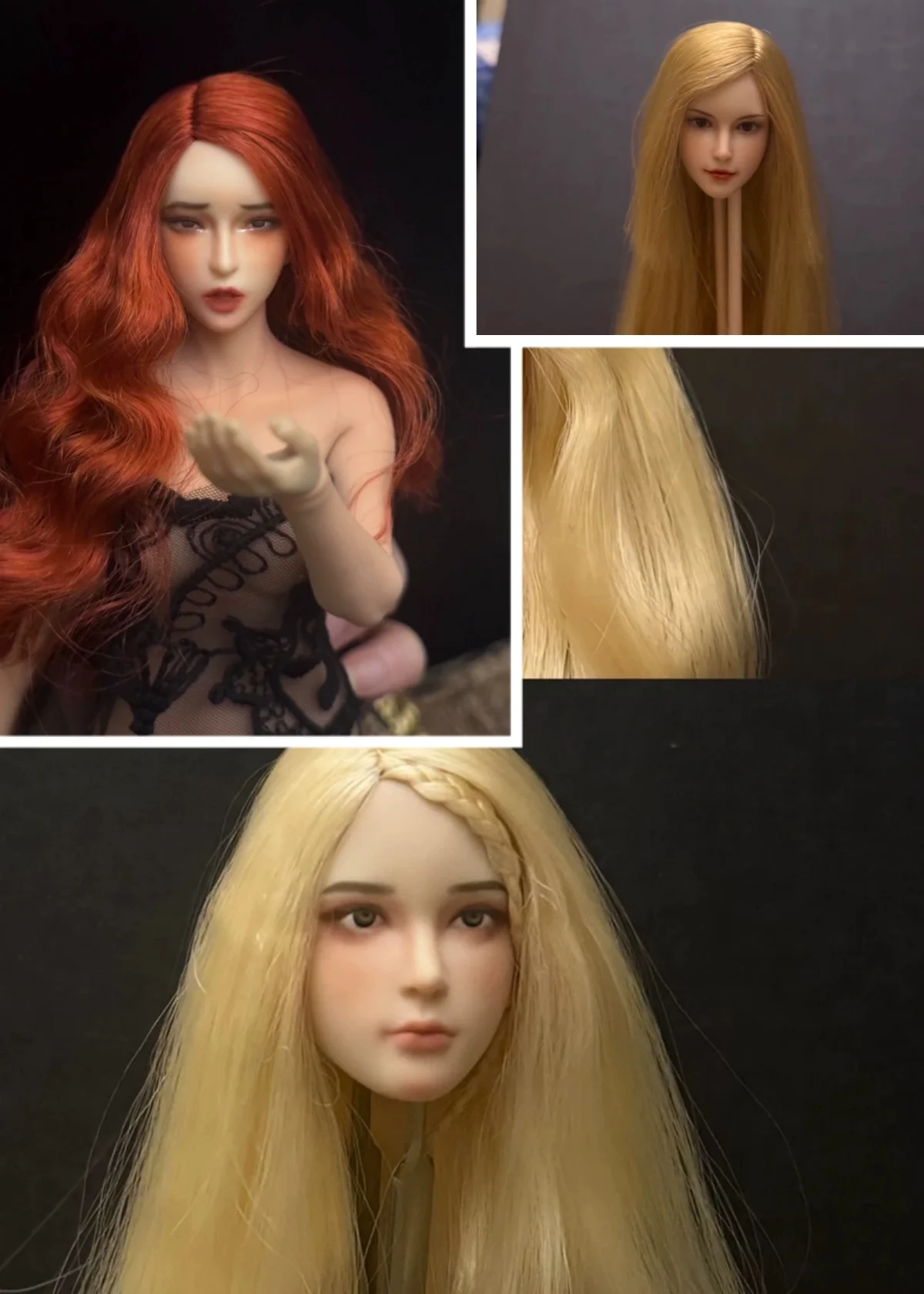 【Only Head】1/6 Scale Female Soldier Painted Finished Head Sculpt Including Hair Exquisite Makeup Fit 12''Action Figure Model