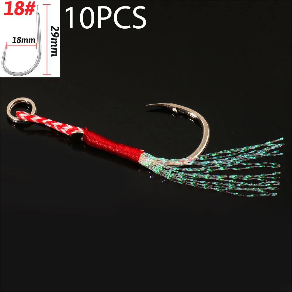 Cast Jig Assist Haken 10 Teile/los High Carbon Stahl Winkel Stacheldraht Gewinde Feder See Angelgerät Langsam Jigging Meer Pesca Angelhaken