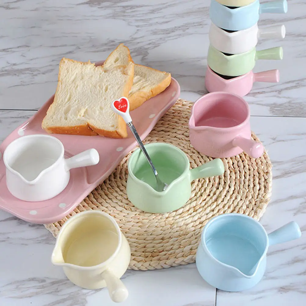 

5Pcs Mini Ceramic Milk Jug Creamer Pitcher Small Sauce Container Coffee Milk Pitcher Multipurpose Dipping Sauce Cups