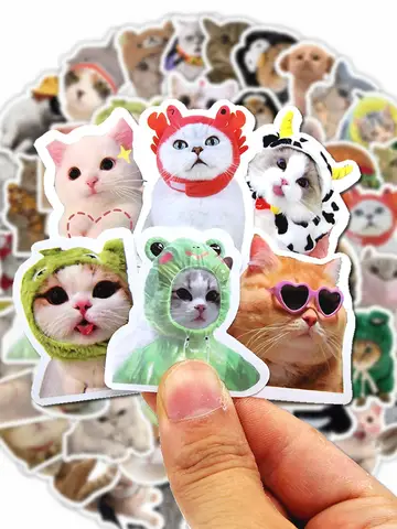 100/500/1000pcs Funny Cat Stickers Cartoon Cute Decals Toy Stationery Guitar Phone Bicycle Laptop Luggage Graffiti Kids Sticker