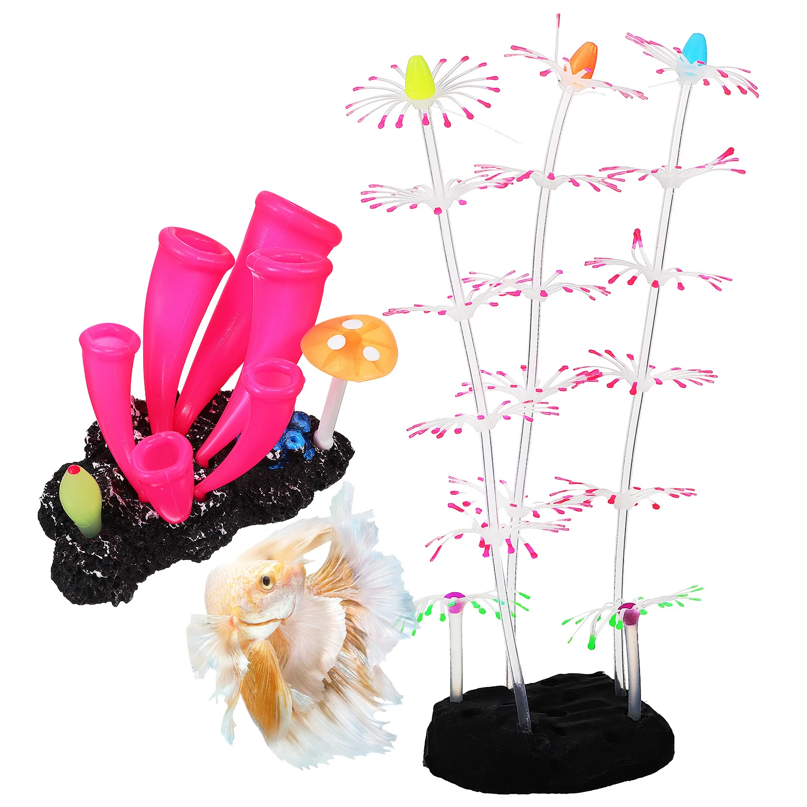 

2 Pcs Artificial Plants Aquarium Decor Ornaments Bubbler Decorations Fish Tank Accessory Fake