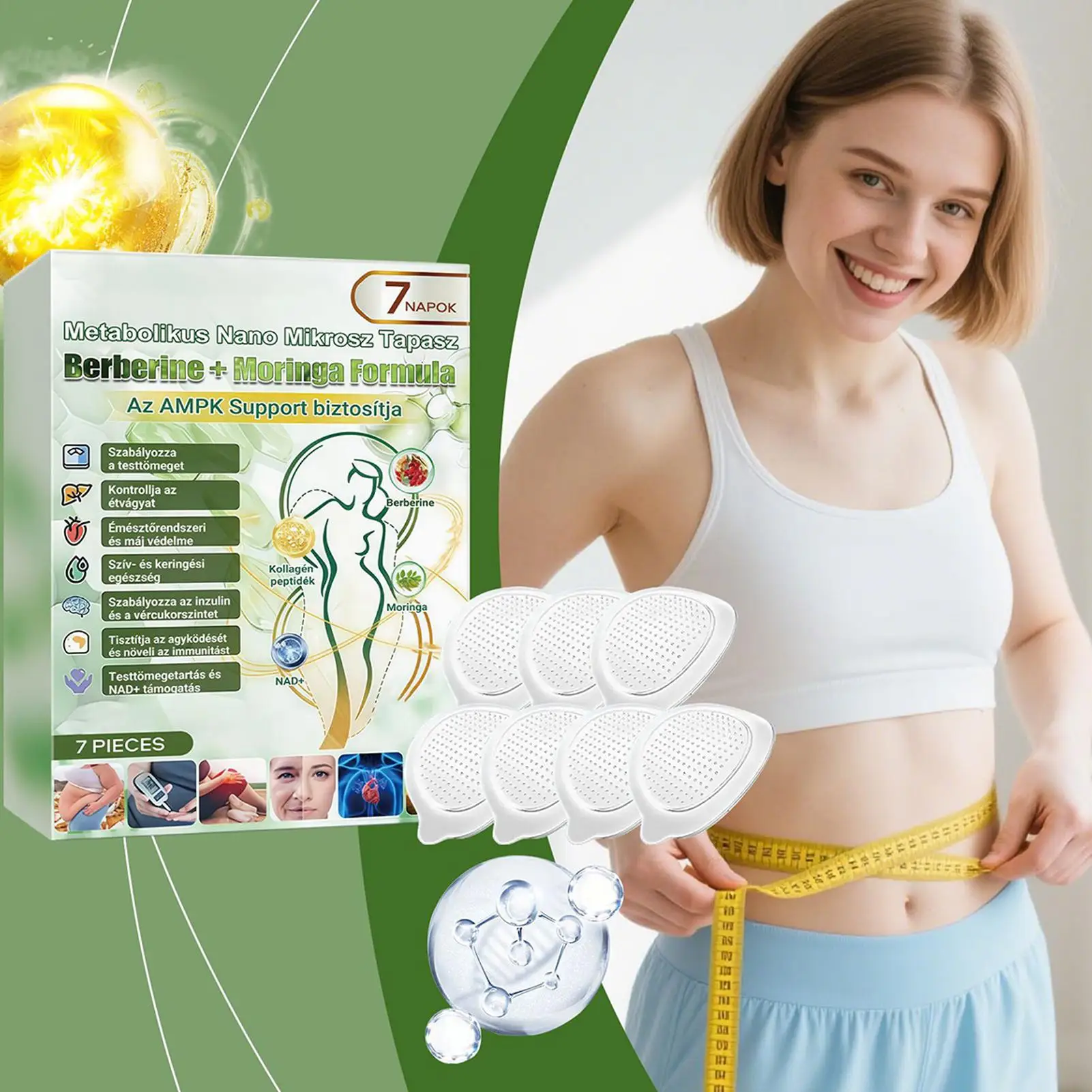 Microdart Patches 7 Pieces Ultra-Thin Gentle Plaster Breathable Microneedle Patch for Weight Loss for Women Men Boy Reduces