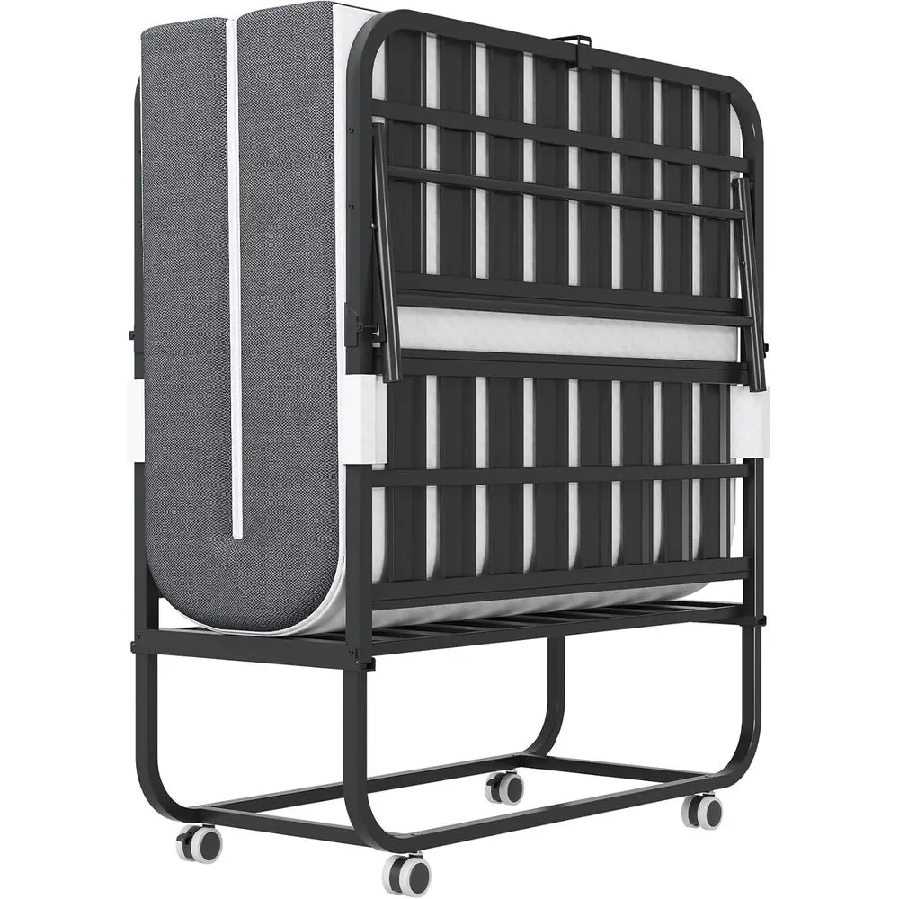 

Folding Bed with Mattress,75"*38" Memory Foam Mattress, Heavy Duty Metal Portable Bed for Adults, Roll Away Beds with Dust Cover