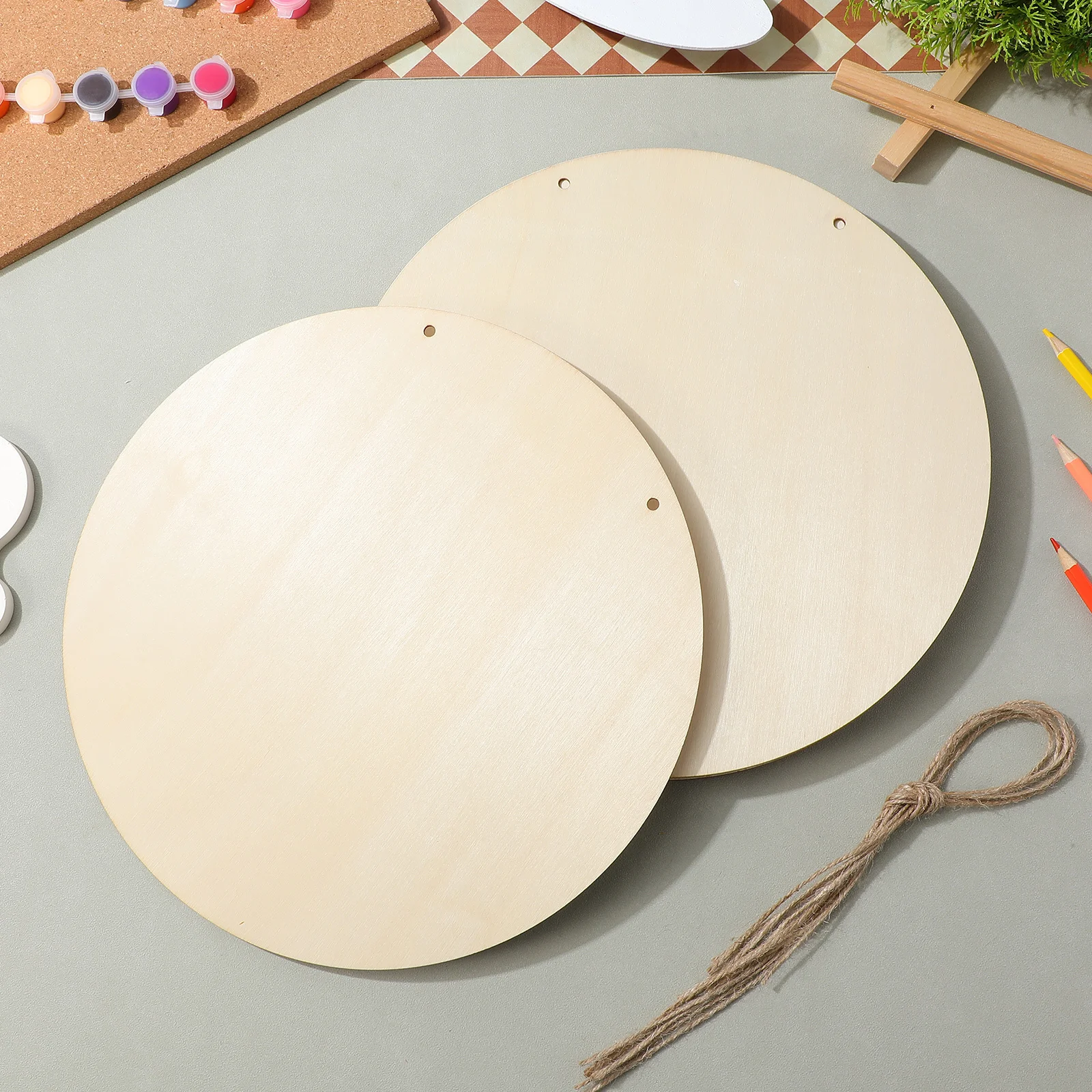 

15Sets Blank Wood Rounds 30Cm Round Wooden Discs for DIY Projects Home Office Decor Craft Circles for Painting Engraving