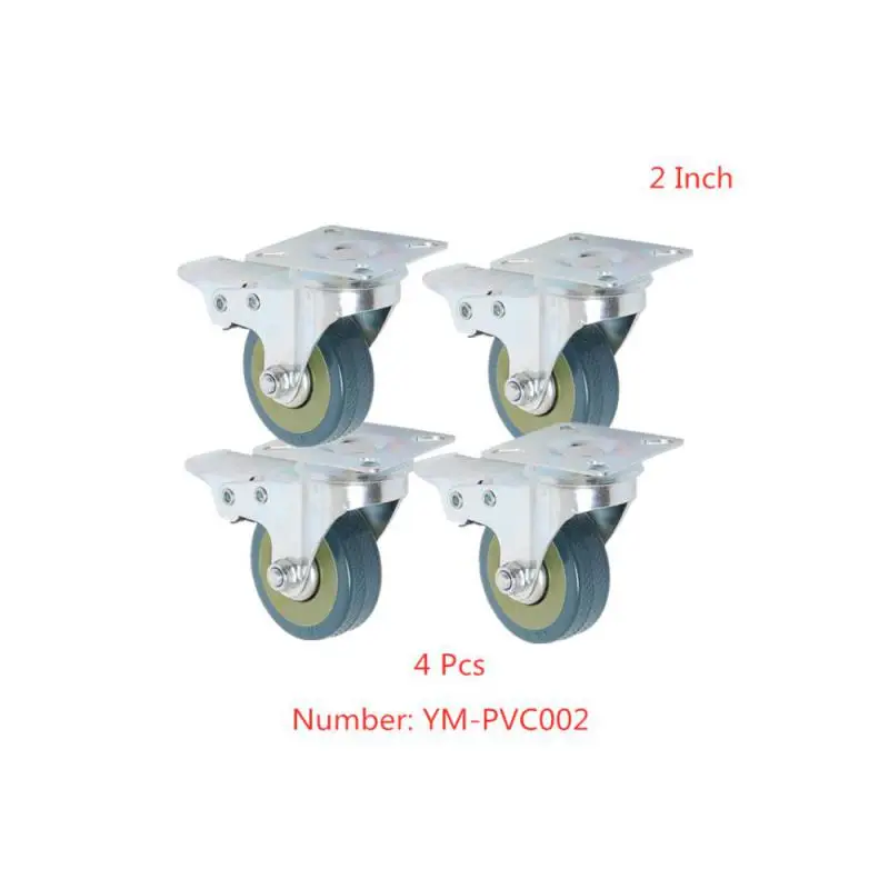 

4 Packs 2 Inch With Brake Rack Caster Universal Wheel Industrial Trolley Roller Wear Resistant Flat Pulley