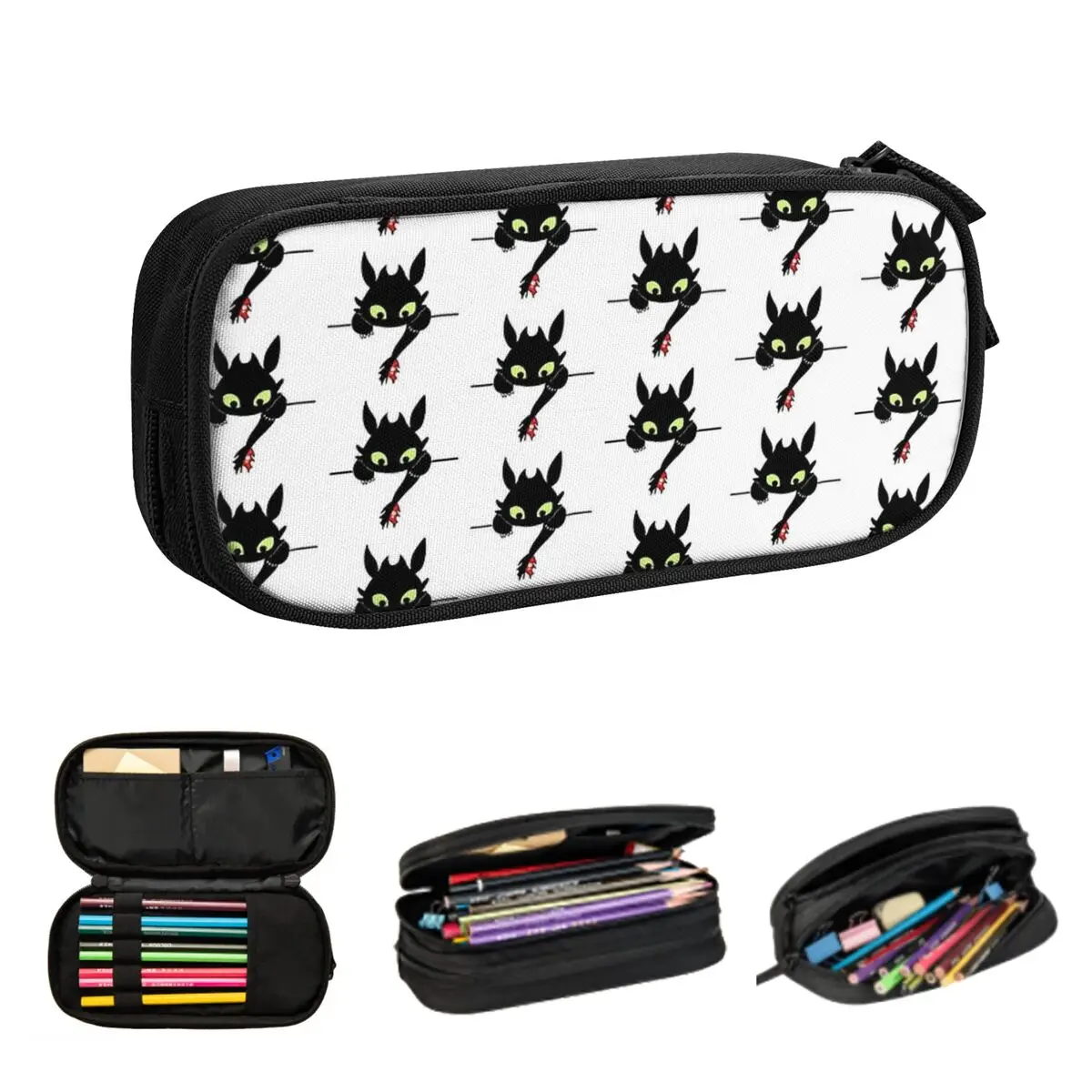 Toothless Pencil Cases Large Capacity Pen Bags Pen Box Pencil Pouch For Boys Girls Students Stationery School Office