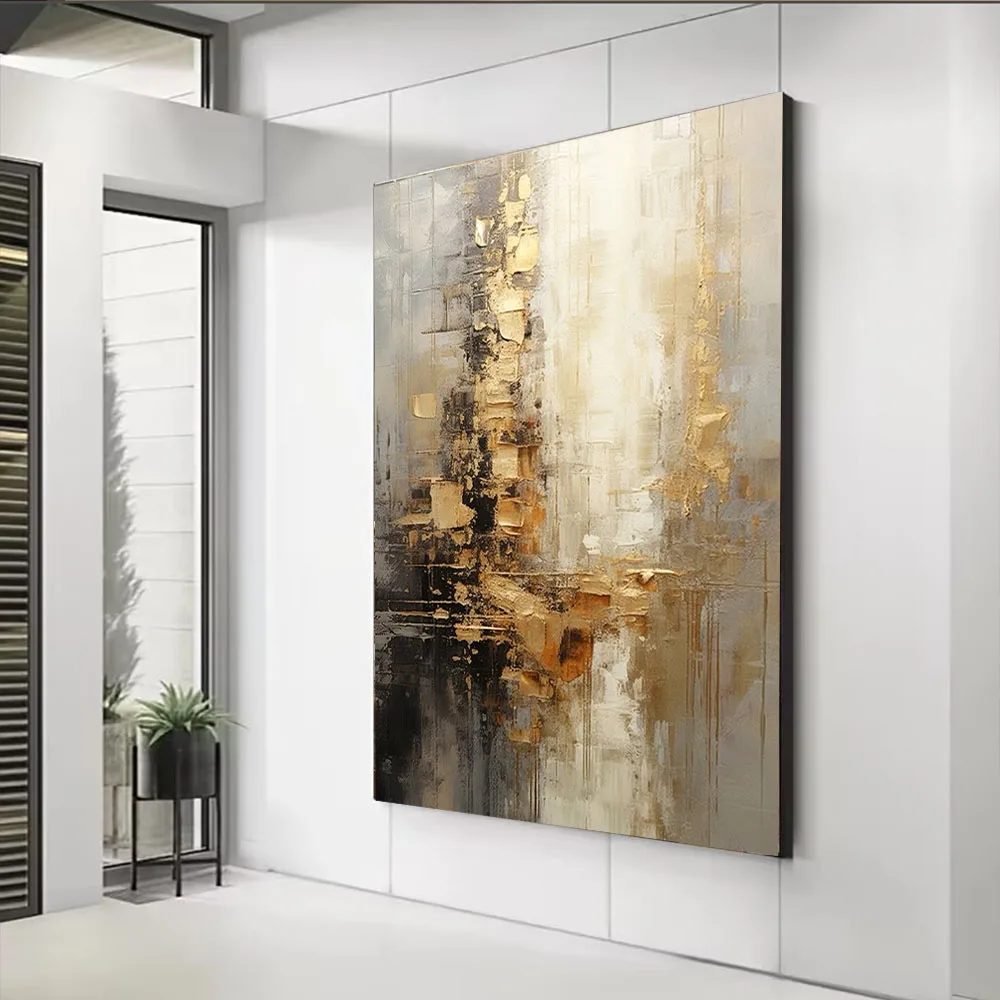 

100% Hand Painted Abstract Oil Painting Luxury Gold Wall Art Picture modern Paint works on canvas Great mural for Home Decor