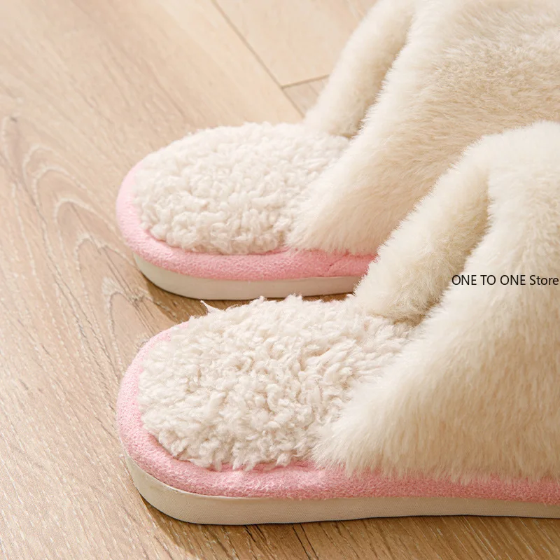 شتاء دافئ شقة نِعال من الفراء النساء فو الجلد المدبوغ رقيق فروي المنزل الشرائح الراحة عدم الانزلاق ارضيات داخلية أحذية قطنية بالجملة