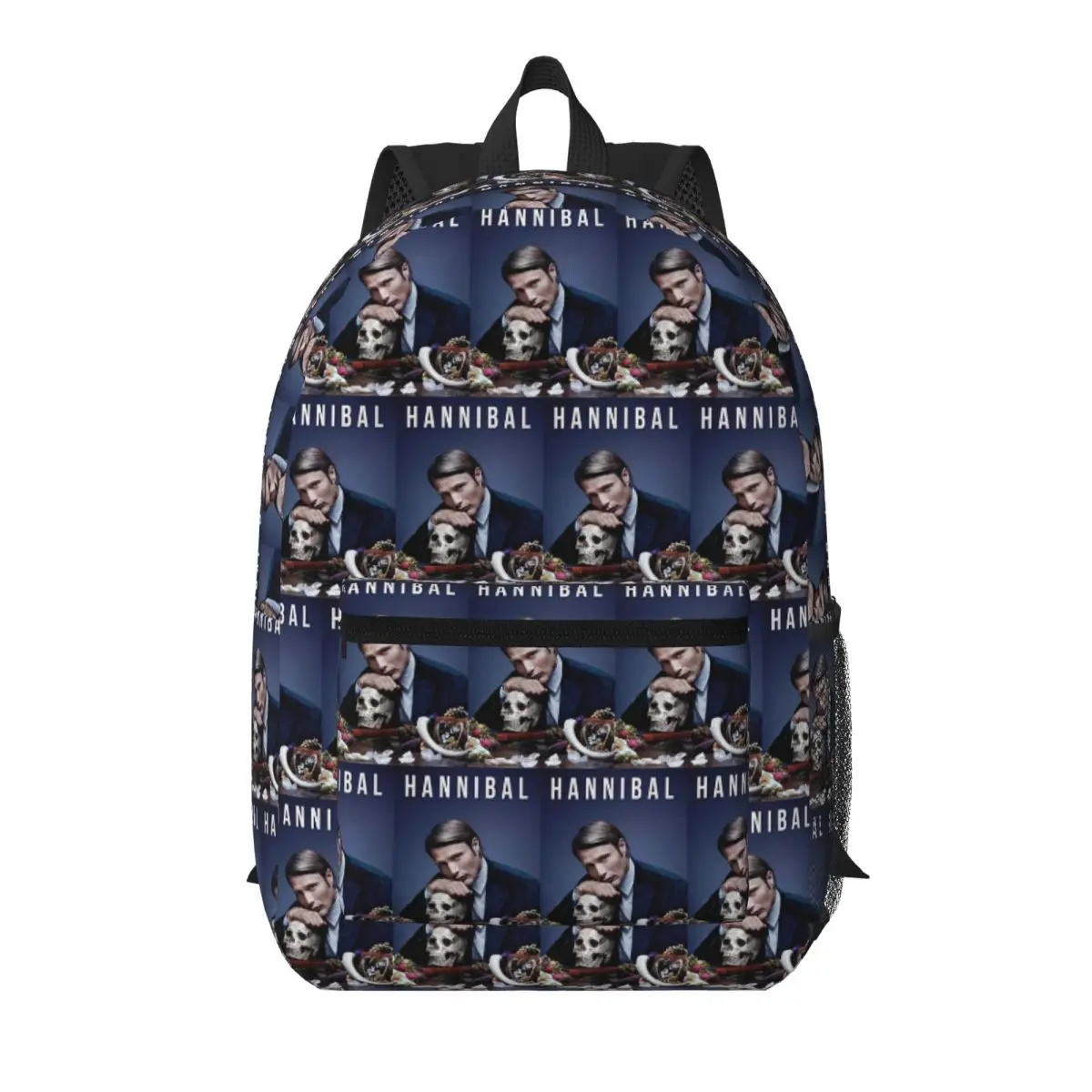 Hannibal Mads Mikkelsen Horror Movie Merch Student Backpack School Bag Hiking Travel Daypack for Men Women Bookbag Shoulder Bags