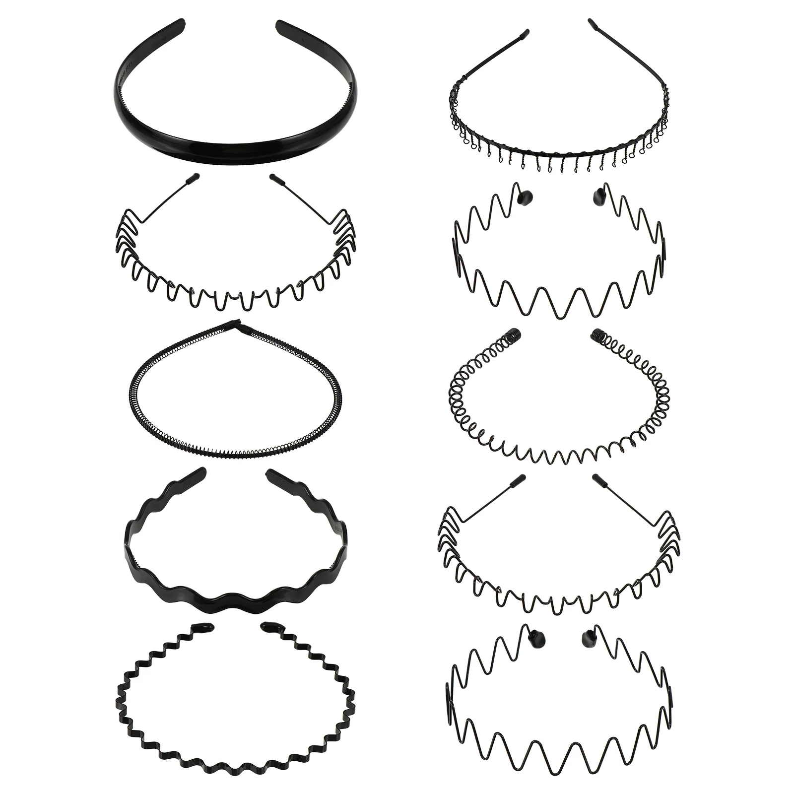 

10 Pcs Simple Wavy Headband Miss Clear Hair Elastic Bands Metal Elastics Fashion