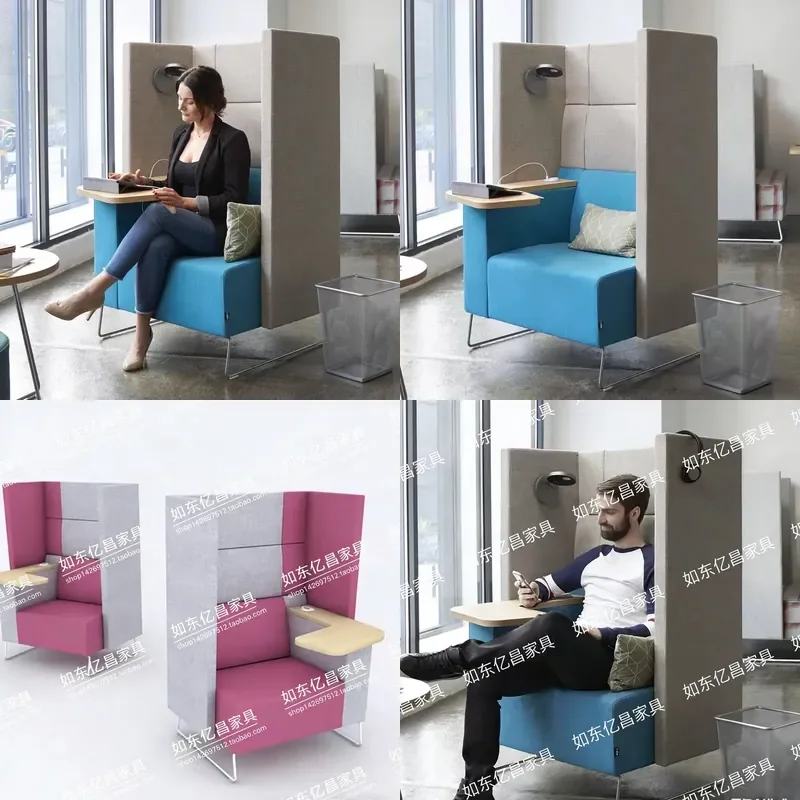 Italian High Back Sofa Chair with Side Table Modern Lounge Seating for Office Reception Meeting Room Simple Design Furniture