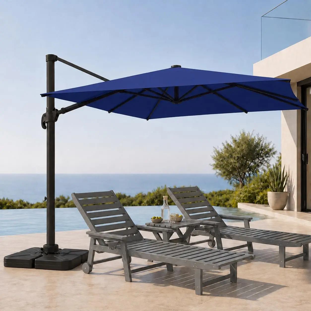 Cantilever Patio Umbrella, Large Square Outdoor Offset Umbrella with Aluminum Pole, 360-degree Rotation for Garden