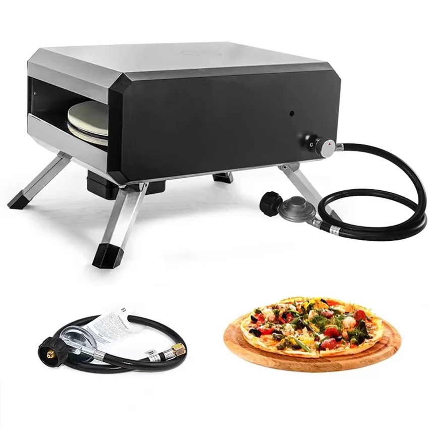hj-Italian Small Pizza Oven Gas 12 Inch Rotation Natural Dome Gas Pizza Oven Portable Outdoor with burner Stone@