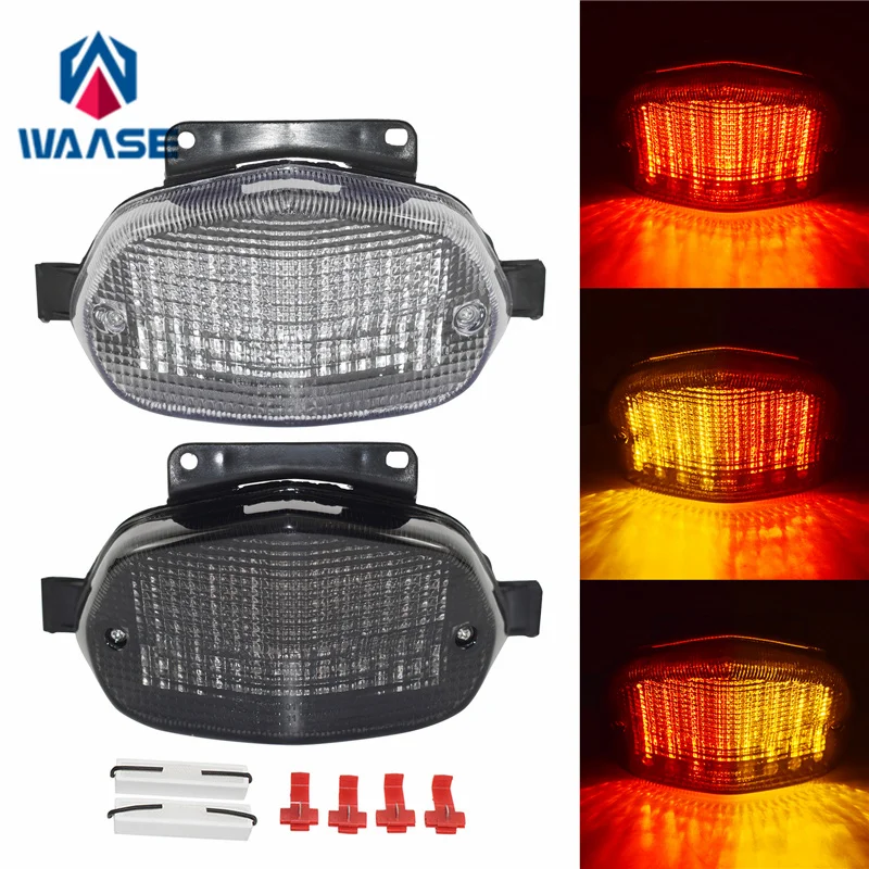 waase For Suzuki GSXR1000 GSX-R 1000 K1 K2 2001 2002 E-Mark Rear Tail Light Brake Turn Signals Integrated LED Light