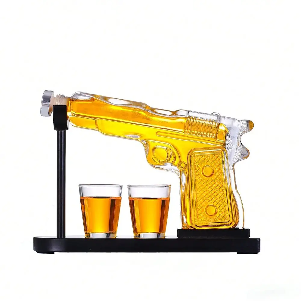 

1pcs, 230ml/7.78oz Decanter With 2 50ml/1.69oz Glass Cups, Premium Glass Decanter Set, Suitable For Strong Spirits, Bourbon Whi
