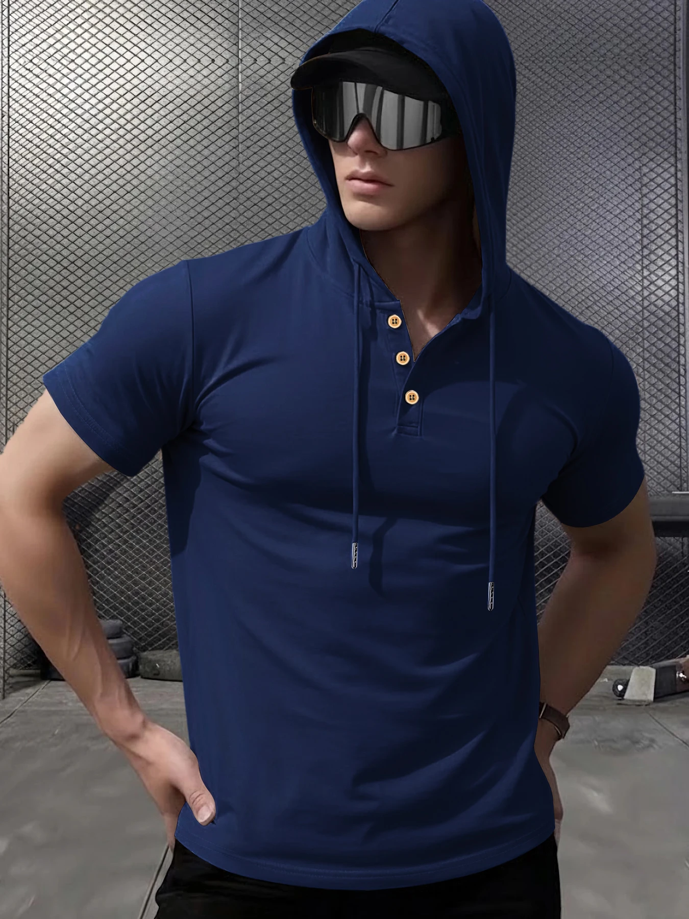 Summer Men's Casual Hooded T-shirt Loose Solid Color Lightweight Short Sleeved Male Outdoor Sports Hoodies Tee Tops image 6